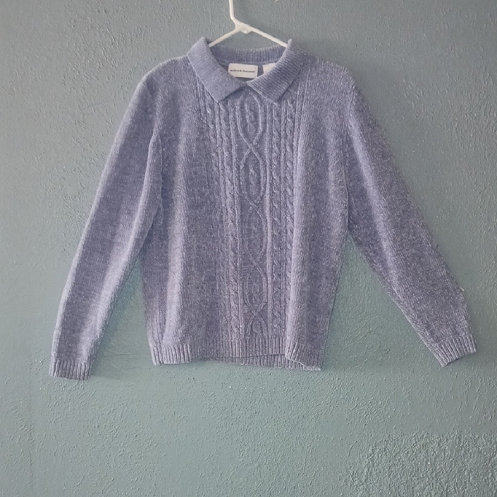 Alfred Dunner Lavender Knit Collar Sweater